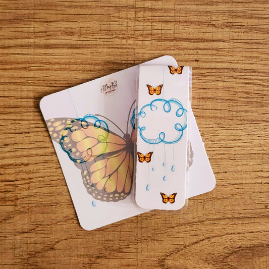 Rain Cloud and Butterflies Magnetic Bookmark